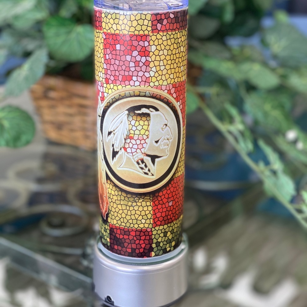 NFL Redskins 20 oz skinny sublimation tumbler cup with straw and lid